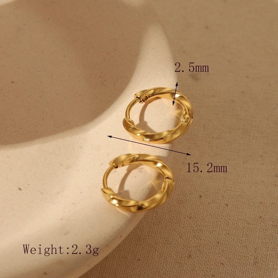 Boucles d'oreilles rond de couleur unie rond [304 en acier inoxydable, plaqué or 14 carats]