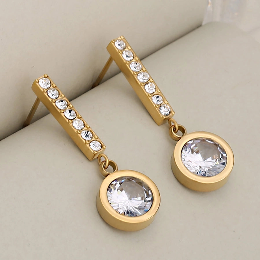 Shiny Round Plating Earrings [304 Stainless Steel,18K Gold Plated]