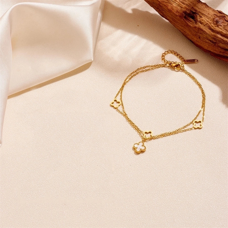 Flower Anklet [304 Stainless Steel, 18K Gold Plated]