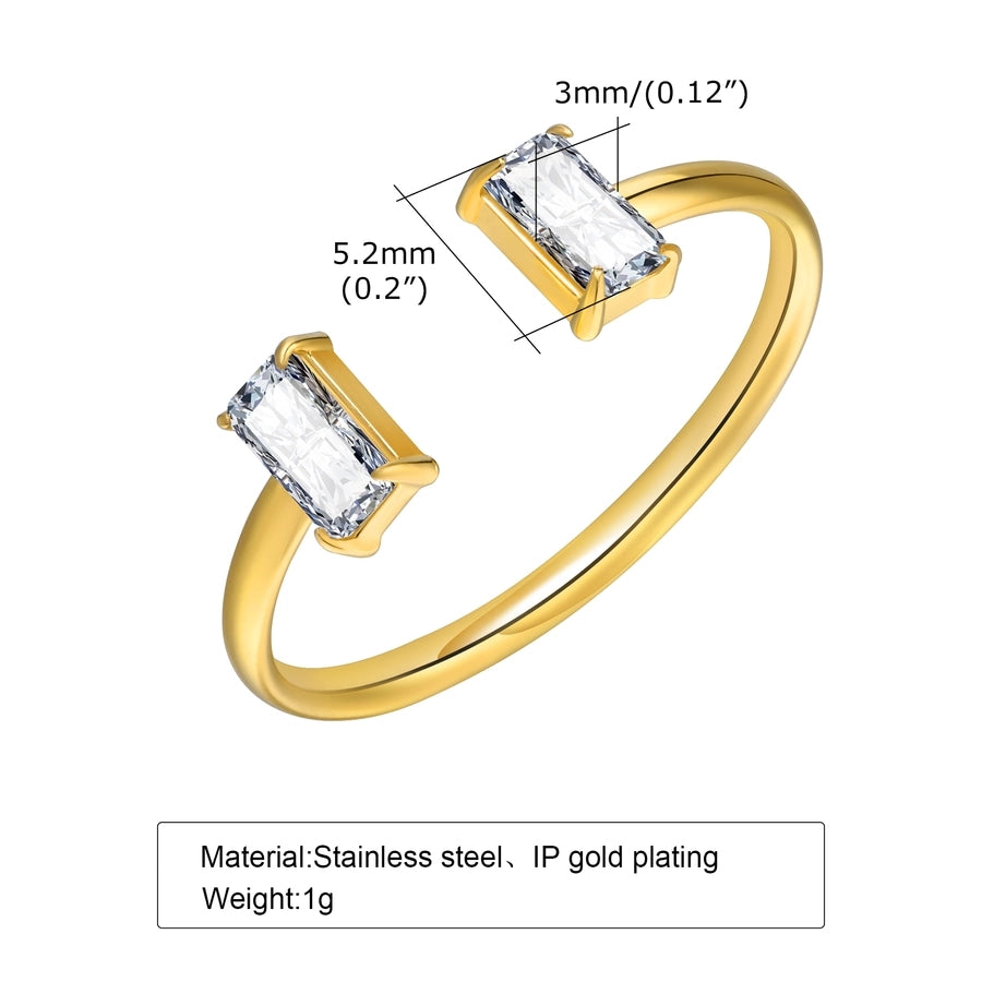 Zircon  Open Ring [201 Stainless Steel, 18K Gold Plated]