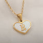 Letter Shell Heart Pendant Necklace [304 Stainless Steel,18K Gold Plated]