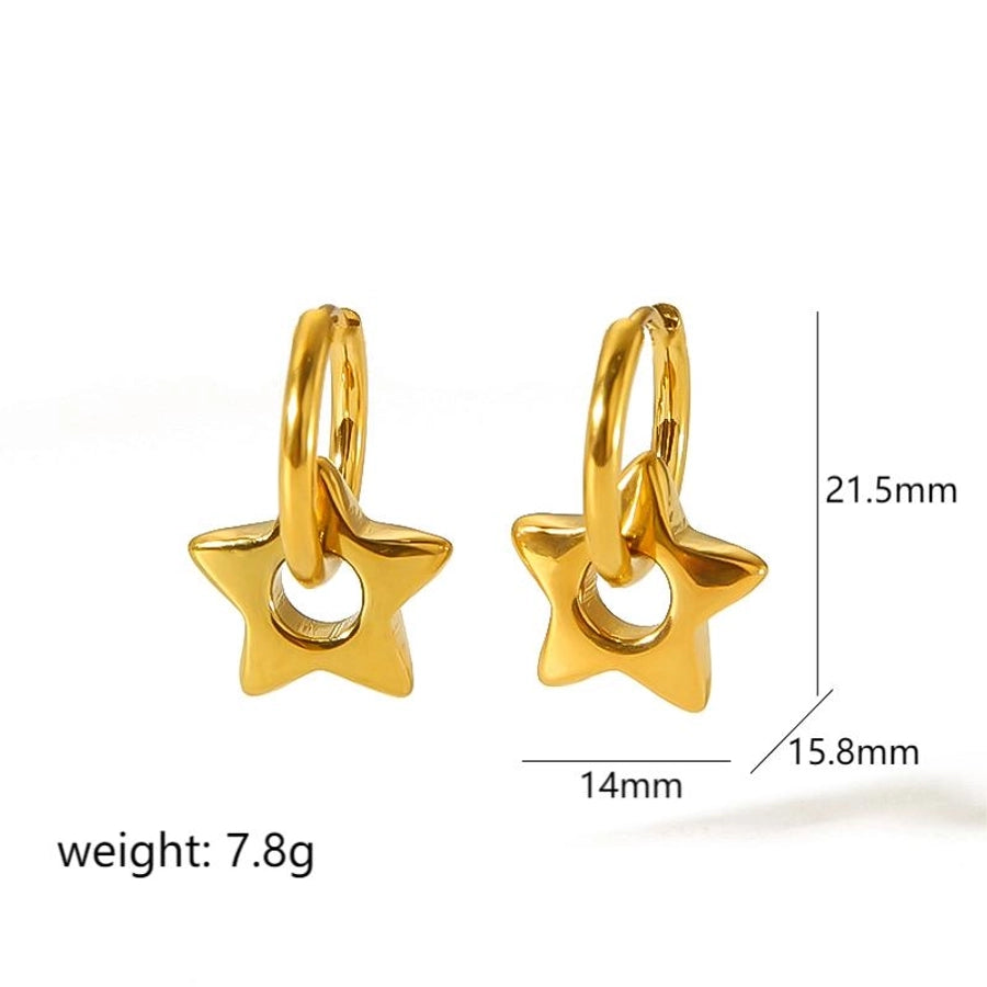 Star Moon Flower Earrings [304 Stainless Steel, 18K Gold Plated]