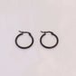 Black Round Hoop Earrings [304 Stainless Steel]