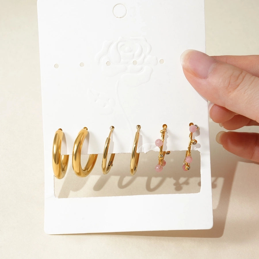 Random Style Earrings Sets [304 Stainless Steel, 14K Gold Plated]