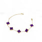 Four Leaf Clover Bracelet/Necklace [Stainless Steel,18K Gold Plated]