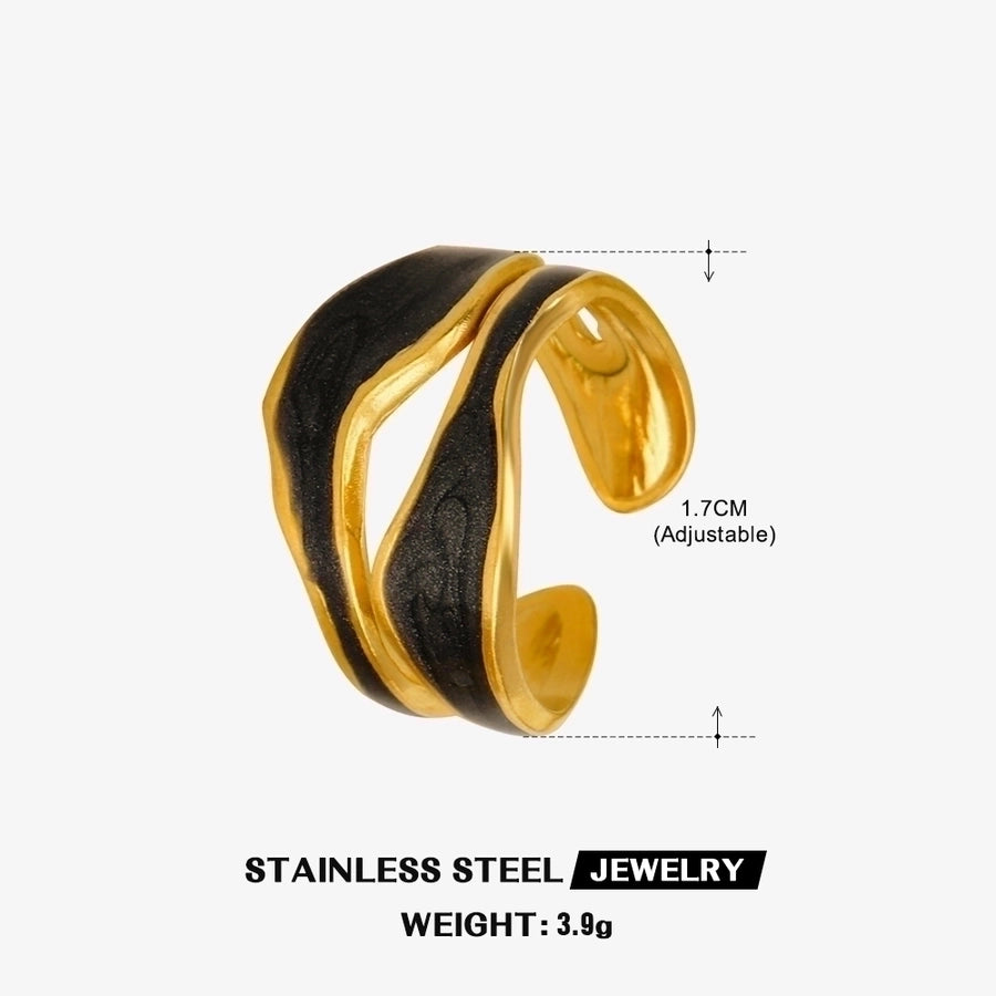 Anello in resina a smalto retrò ne novità [304 in acciaio inossidabile 18k oro placcato]