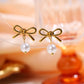 Bow Knot Pearl Drop Earrings [304 Stainless Steel]