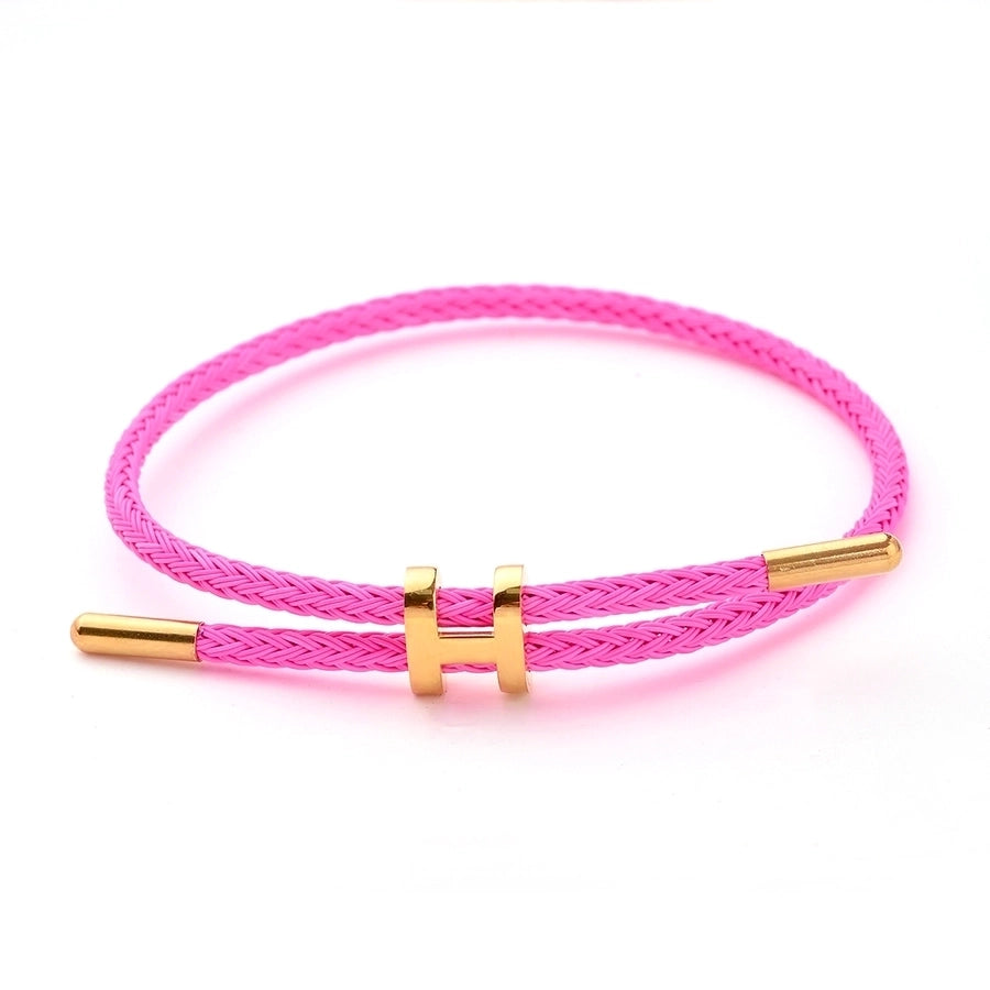 H Letter Wire Rope  Bracelets [304 Stainless Steel, 18K Gold Plated]