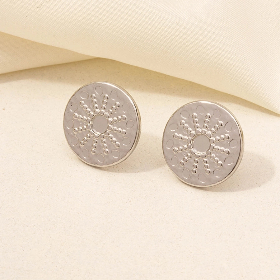 Round Style Sun Moon Earrings [304 Stainless Steel,18K Gold Plated]