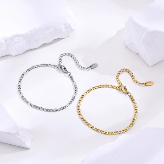 Thin Figaro Chain Bracelet [201 Stainless Steel, 18K Gold Plated]