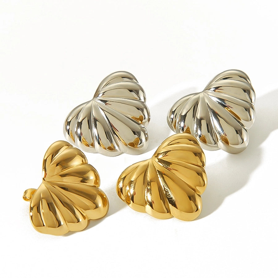 Style Heart Shape Polishing Earrings [304 Stainless Steel,18K Gold Plated]