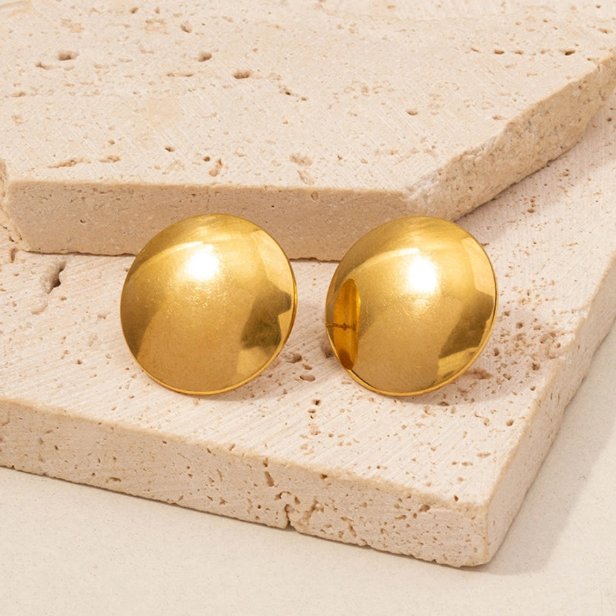 Round Style Sun Moon Earrings [304 Stainless Steel,18K Gold Plated]