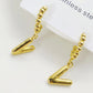 Letter Drop Earrings [304 Stainless Steel,18K Gold Plated]