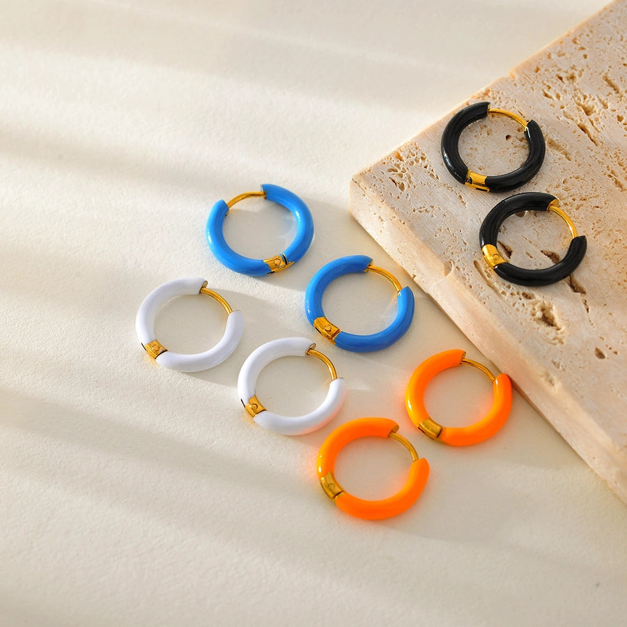 Circle Colored Hoop Earrings [304 Stainless Steel]