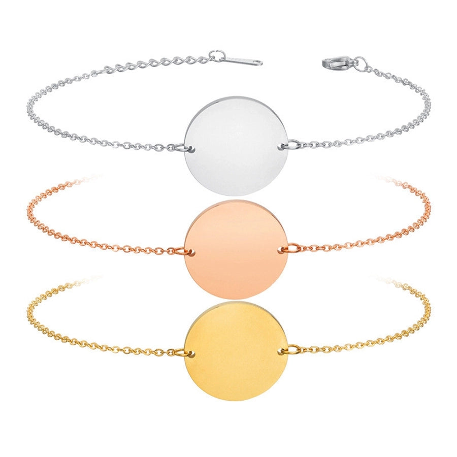 Plain Coin Bracelets [201 Stainless Steel,18K Gold Plated]