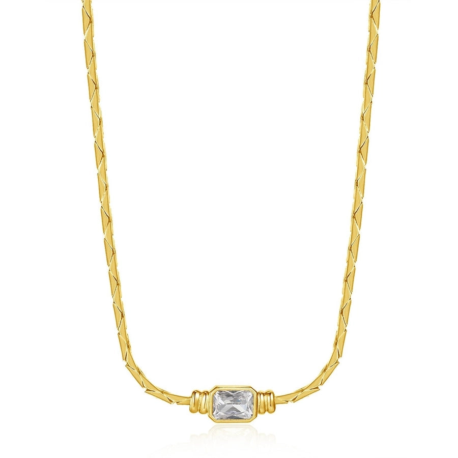 Glass Gold Plated Zircon Bracelet/Necklace [201,304 Stainless Steel]