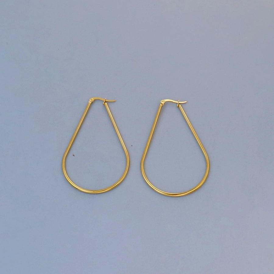 Thin Hoop Earrings [304 Stainless Steel,18K Gold Plated]