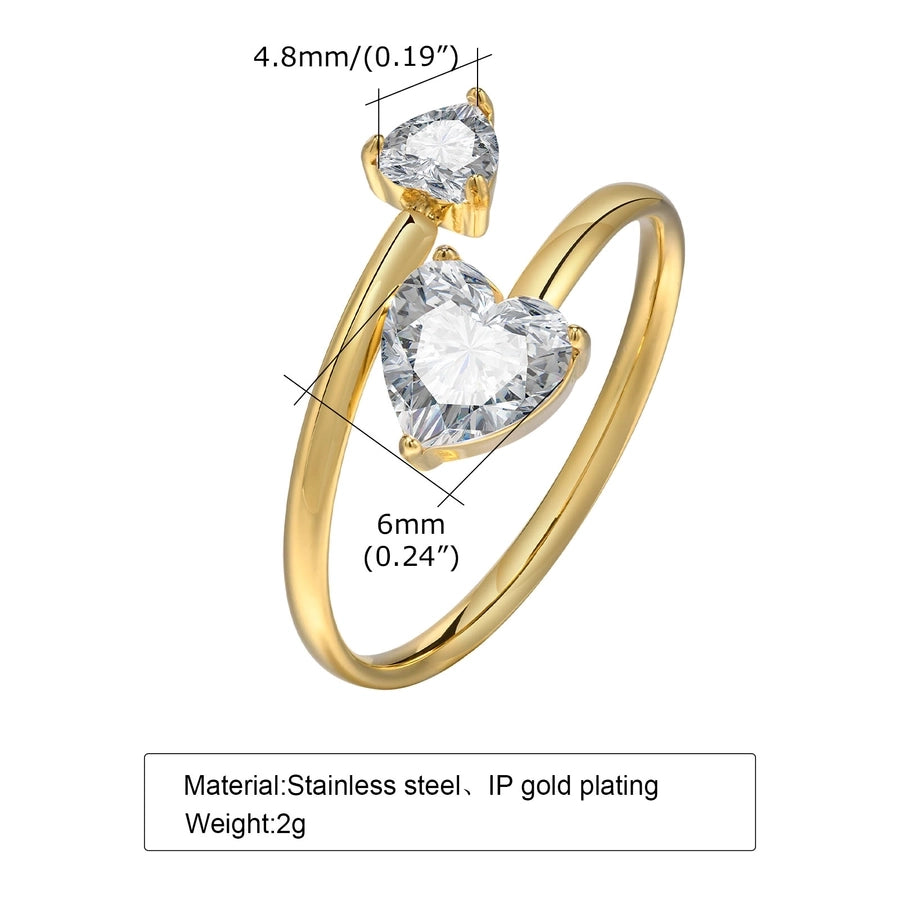 Zircon  Open Ring [201 Stainless Steel, 18K Gold Plated]