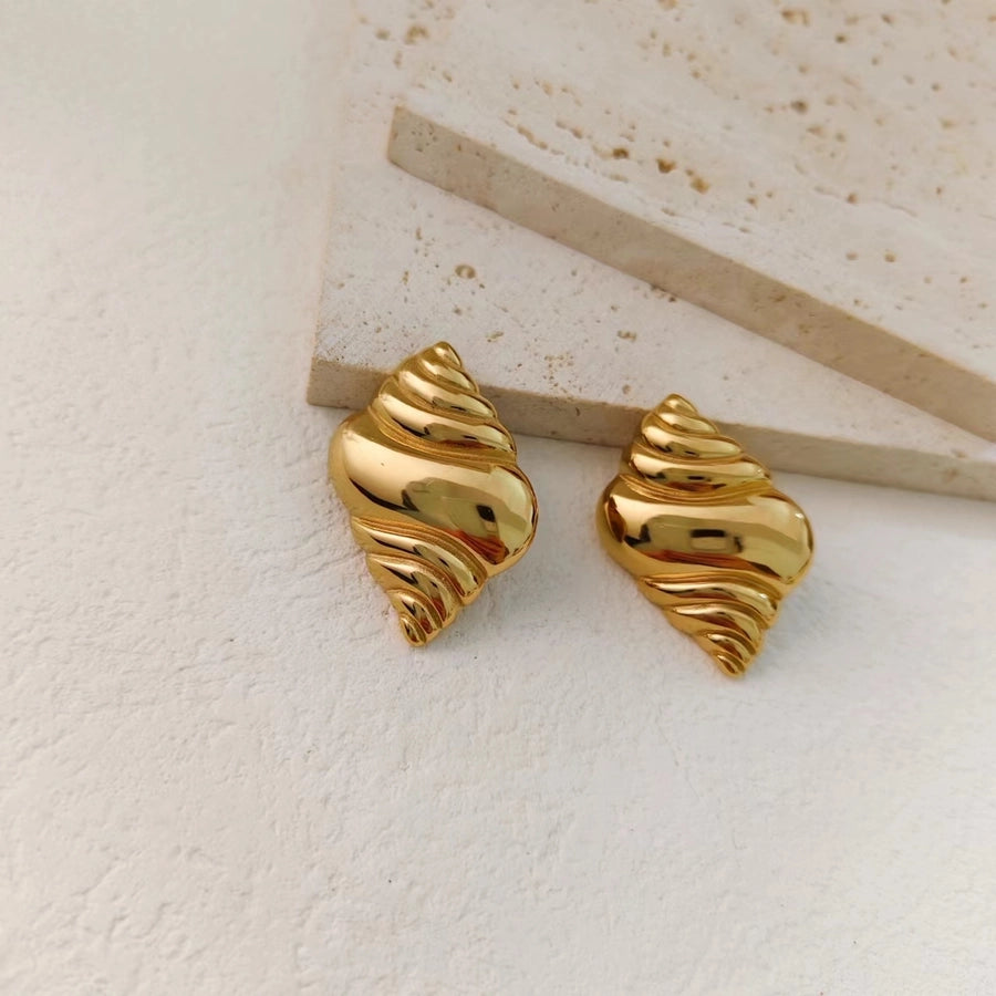 Conch Earrings [304 Stainless Steel,18K Gold Plated]