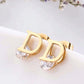 D Letter Rhinestone Earrings [304 Stainless Steel,18K Gold Plated]