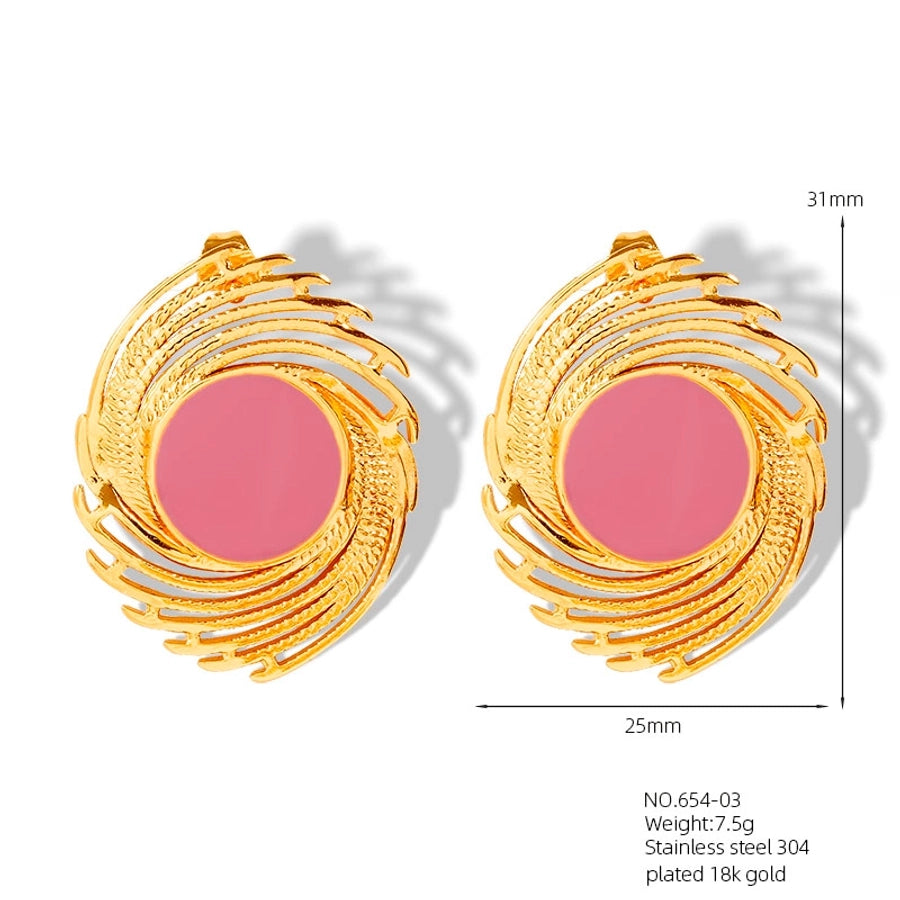 Colored Enamel Earrings [304 Stainless Steel,18K Gold Plated]