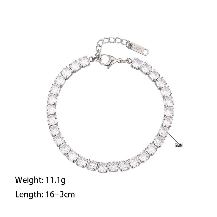 Round  Zircon Bracelet [304 Stainless Steel]