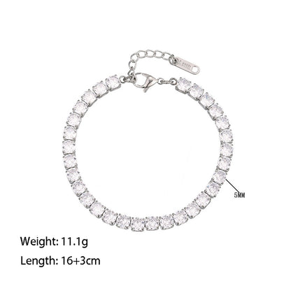 Bracelet rond en zircon [304 en acier inoxydable]