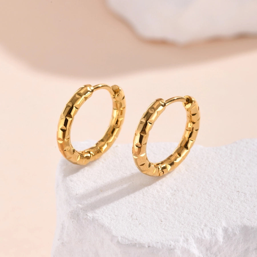 Color Block Solid Color Hoop Earrings [201 Stainless Steel,18K Gold Plated]