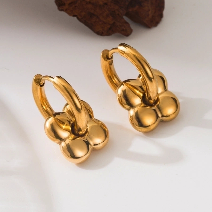 Flower Drop Earrings [304 Stainless Steel,18K Gold Plated]