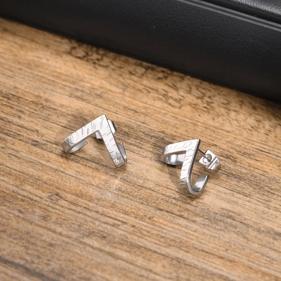 V Shape Stud Earrings [Stainless Steel]