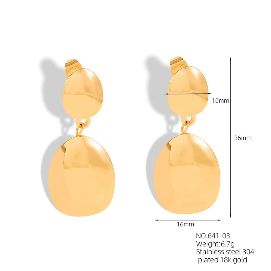 Heart/Rhombus/Round Drop Earrings [304 Stainless Steel,18K Gold Plated]