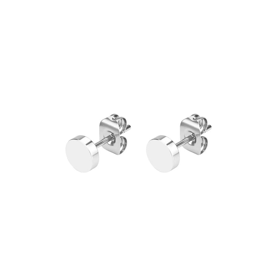 Flat Round Stud Earrings [304 Stainless Steel]