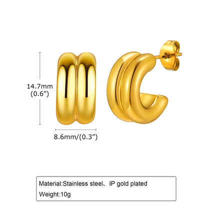 Double Hoop Earrings [201 Stainless Steel,18K Gold Plated]