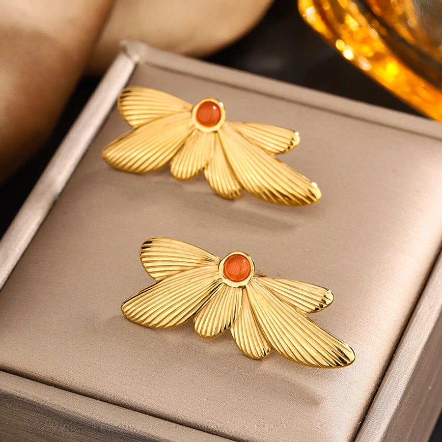 Wings Agate Turquoise Earrings [304 Stainless Steel,18K Gold Plated]