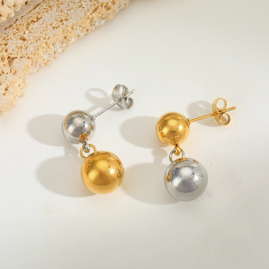 Retro Formal Commute Ball Earrings [304 Stainless Steel 18K Gold Plated]