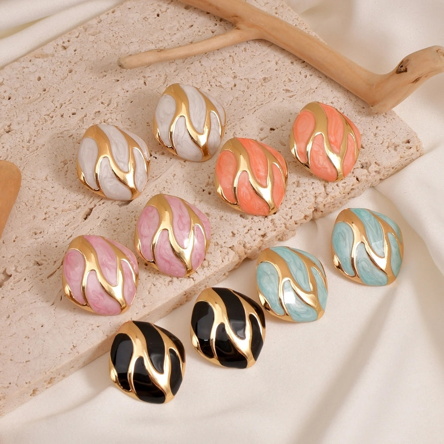 Pastel Gold Earrings [304 Stainless Steel,18K Gold Plated]