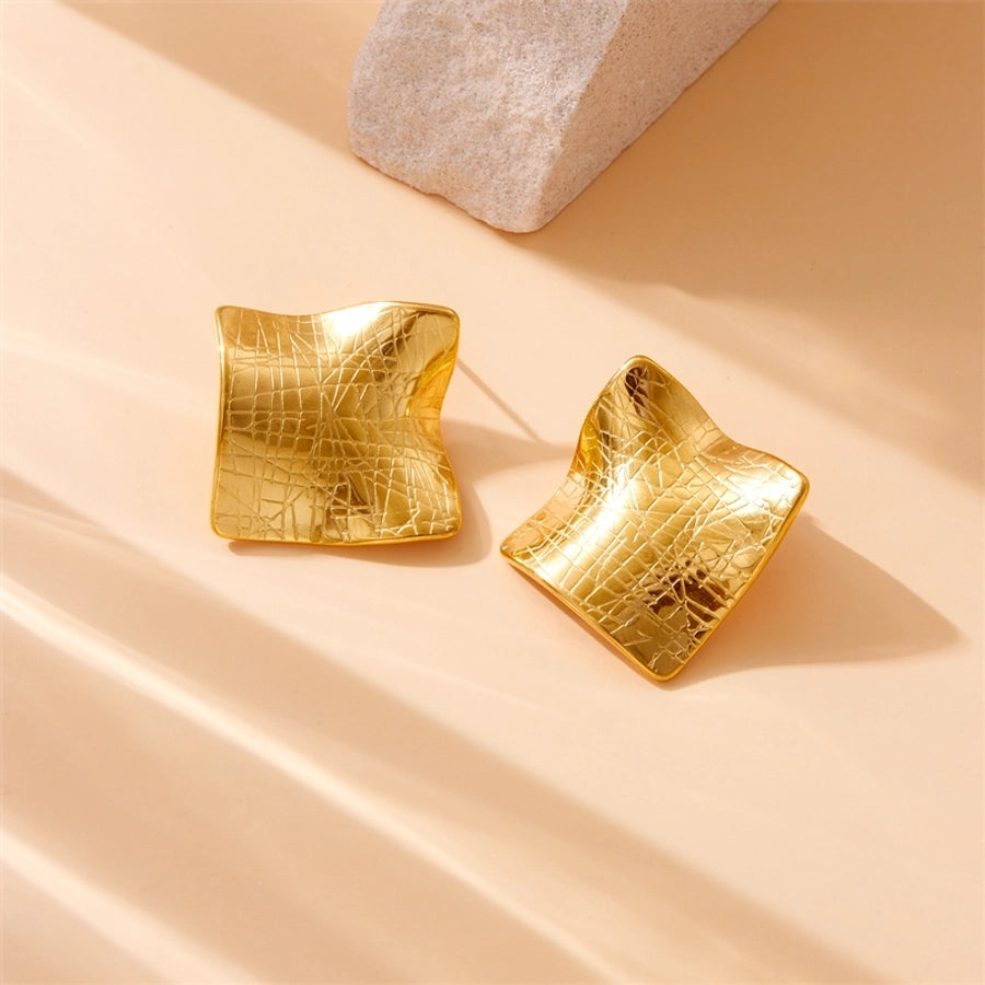 Square Irregular Earrings [304 Stainless Steel,18K Gold Plated]