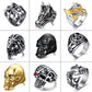 Simpel stil Skull Eagle 304 Rustfrit stål poleringsbelægning Inlay Zircon Halloween Men's Rings