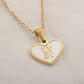 Letter Shell Heart Pendant Necklace [304 Stainless Steel,18K Gold Plated]