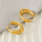 Striped Hoop Earrings [304 Stainless Steel,18K Gold Plated]