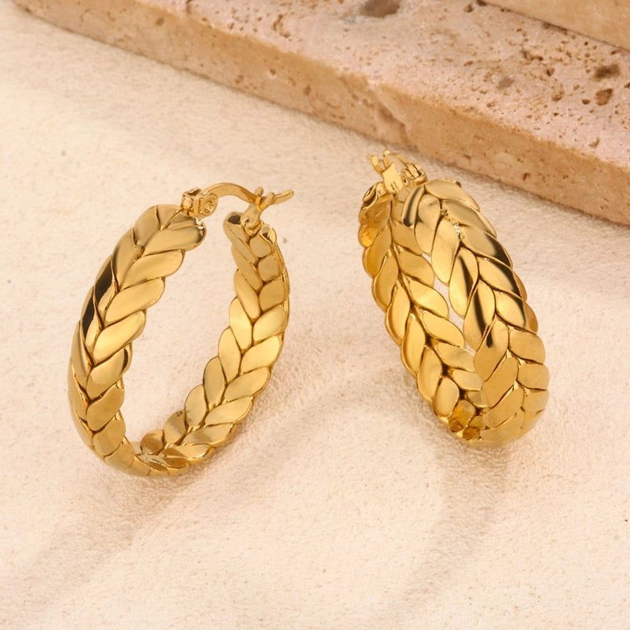 Hawaiian Leaves Hoop Earrings [304 Stainless Steel,18K Gold Plated]