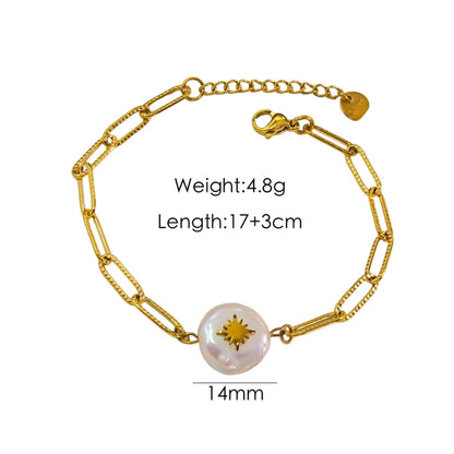 Baroque Style Pearl Bracelet/Necklace [304 Stainless Steel,14K Gold Plated]