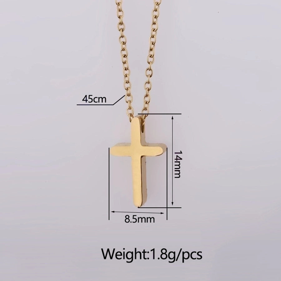 Cross Necklace [304 Stainless Steel,18K Gold Plated]