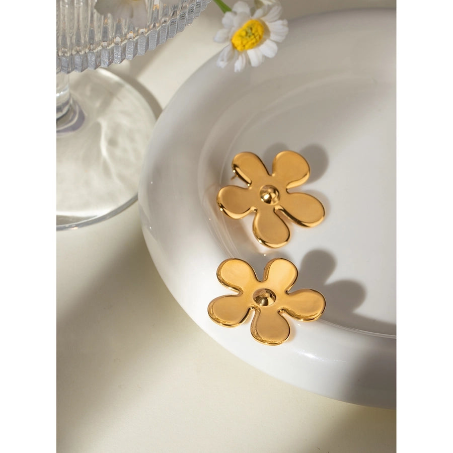 Flat Flower Earrings [304 Stainless Steel]