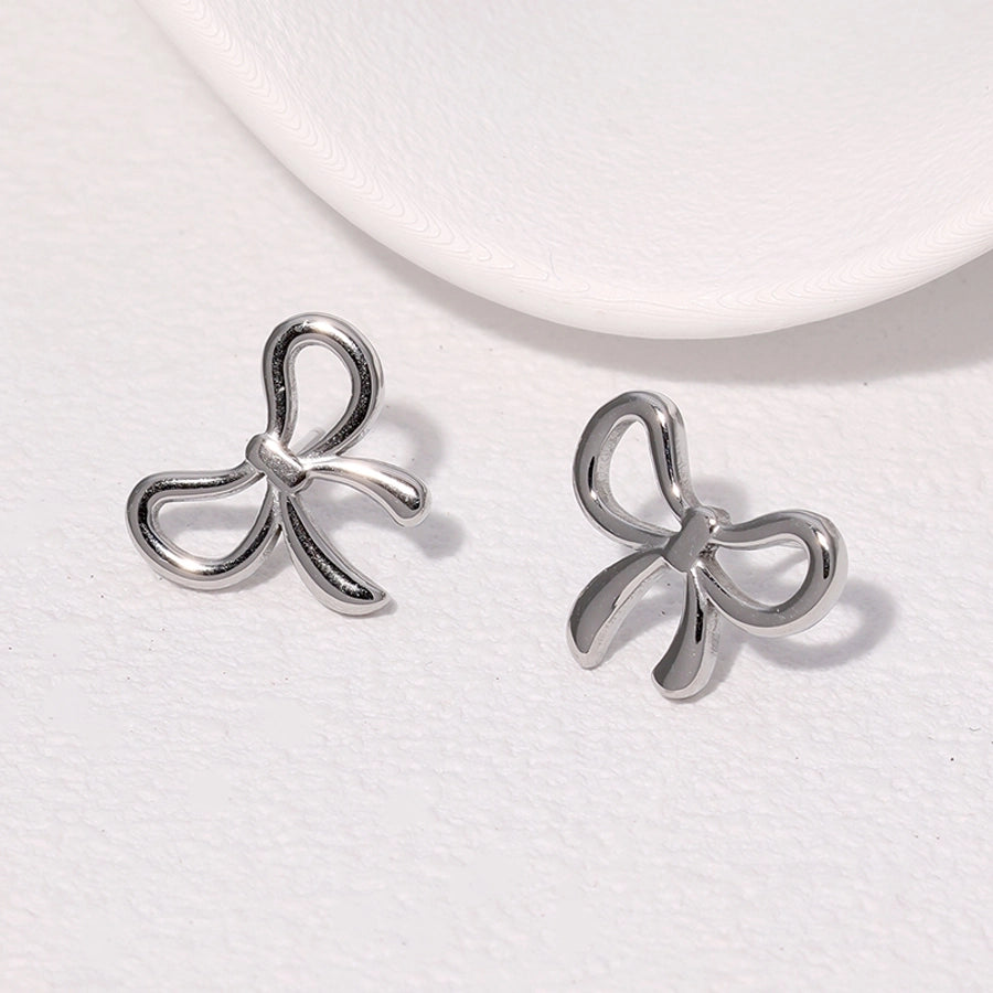 Bow Knot Ear Studs [304 Stainless Steel,18K Gold Plated]