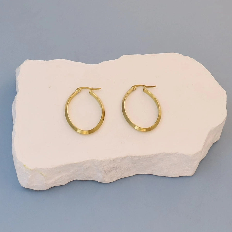 Classic Style Round Hoop Earrings [304 Stainless Steel,18K Gold Plated]