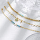 Round Eye Turquoise Paperclip Chain Bracelets [304 Stainless Steel 14K Gold Plated]