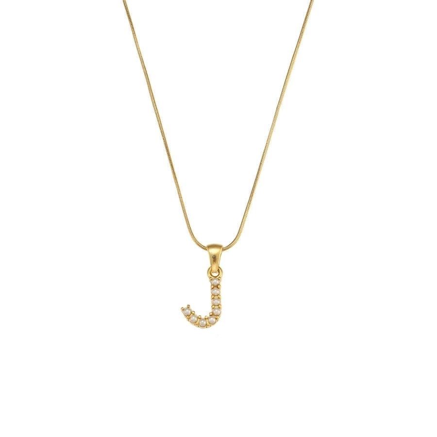 Letter Pearl Necklace [304 Stainless Steel,18K Gold Plated]