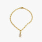 Letter Link Chain Anklet [316L Stainless Steel, 18K Gold Plated]