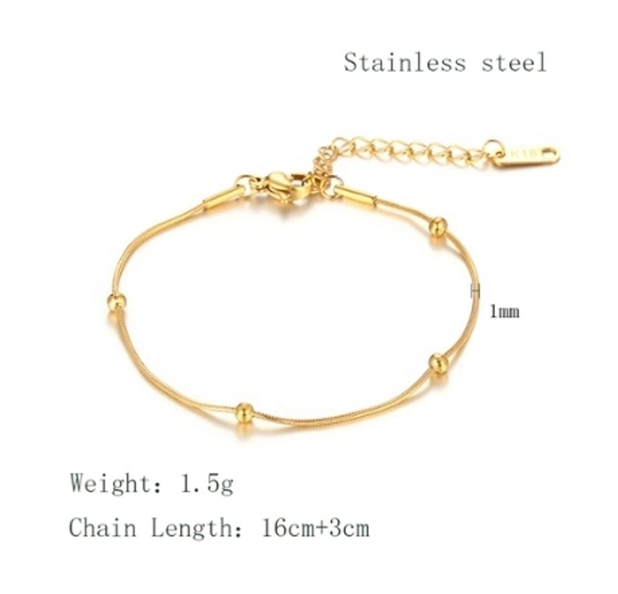 Thin Small Bead Chain [304 Stainless Steel,18K Gold Plated]